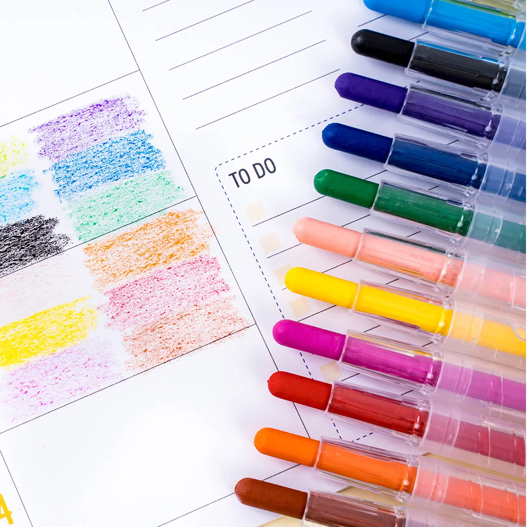 ชุดดินสอสีงานศิลปะสำหรับเด็ก,สีเทียนแบบหมุนได้12สีปลอดสารพิษขนาดเล็ก