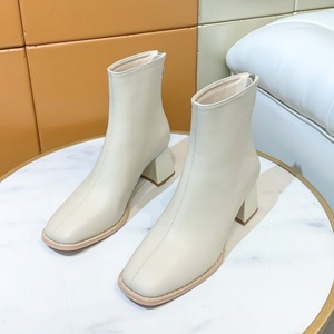 2025 New Exquisite Genuine Leather Short Boots for Women Comfortable Cow Leather Lining Pointed Zip Winter High Heels Calf - Product Image 3