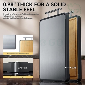Tablas de Cortar de Metal Personalizadas de Doble Cara, Tabla de Cortar de Bambú y Titanio para Cocina, Apta para Grabado - Product Image 4