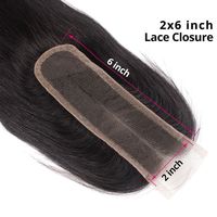 Bundles de cheveux raides brésiliens avec 2*6 fermeture partie centrale Remy cheveux lumière du soleil 2*6 fermeture transparente avec vague de cheveux # 1B