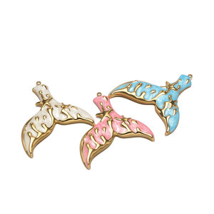 Breloques personnalisées étanches en vrac, plaquées or 14k 18k, en acier inoxydable 316L, breloques émail queue de baleine et de poisson pour la fabrication de bijoux - Product Image 5