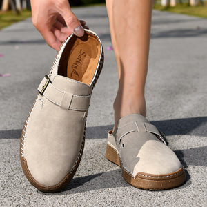Adjustable Buckle <b>Men</b> <b>Clogs</b> Suede Casual Shoes Comfort Walking Shoes <b>Men</b> Sandals Hand Stitched Upper Suitable Outdoor Walking - Product Image 4
