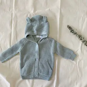 2023 Kinder Baby Babi Süße Neugeborene Bär Strickjacke Pullover Mädchen Pullover Kleines Kind Kapuzen mantel