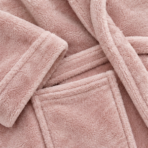 Peignoir en tissu éponge rose pour femme, col châle, doux, uni, manches longues, vêtements de détente d'hiver - Product Image 4