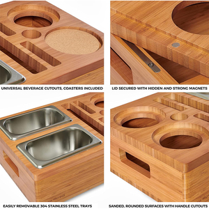 WDF รถไฟเหาะโซฟาบาร์กล่องคอนโซลถ้วยผู้ถือออแกไนเซอร์เพื่อนกล่องขนมถาดไม้ไผ่โซฟาถ้วยผู้ถือสําหรับเครื่องดื่มและอาหาร - Product Image 4