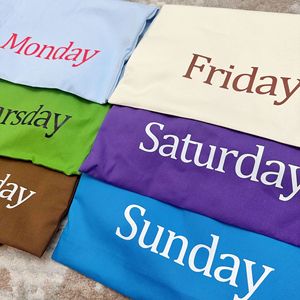 Bolsa de Mano Personalizada con Impresión de Días de la Semana, Bolsa de Compras Ligera de Lona, Bolsas de Compras Ecológicas, Bolsa de Tela Simple - Product Image 3