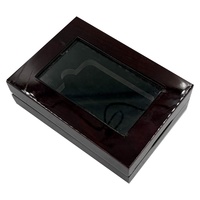 Boîte de rangement pour pièces de monnaie en bois laqué cerise avec couvercle en verre – Offre spéciale