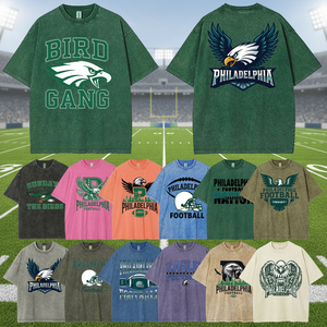 Camiseta DOVEARK Vintage de 250G, 100% Algodón, Personalizada para Equipos Deportivos, Estilo Philadelphia Football Game Day, Lavada, Unisex, Cuello Redondo, para Hombre - Product Image 1