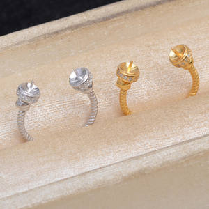 S925 Silver Double Beads DIY Accessories for Pearl Jewelry Fried Dough Twists <b>Ring</b> Empty Holder 8-9mm <b>Open</b> A6032 <b>Ring</b> Holder - Product Image 3