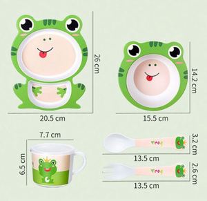 Ensemble de vaisselle écologique de haute qualité, assiettes en fibre de bambou, récipient alimentaire biodégradable pour enfants - Product Image 3