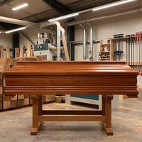 Cercueil en bois massif de style américain simple, finition brillante, pour salon funéraire et enterrement - Vente en gros