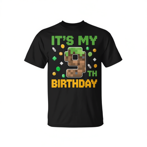 T-shirt avec numéro de joueur pixelisé « C'est mon 9e anniversaire » pour enfants, à porter lors de fêtes d'anniversaire - Product Image 2