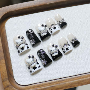 Venta al por mayor reutilizable 10 piezas <span class=keywords><strong>uñas</strong></span> artificiales 3D <span class=keywords><strong>Hello</strong></span> <span class=keywords><strong>Kitty</strong></span> hecho a mano acrílico Prensa en <span class=keywords><strong>uñas</strong></span> para niñas - Product Image 3