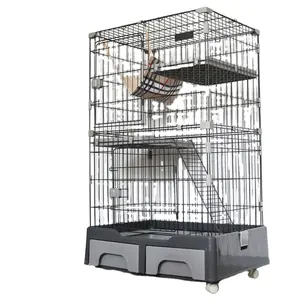 Cage d'élevage pour chats, en fil métallique, avec roulettes, haute qualité - Product Image 1