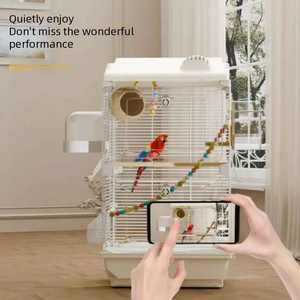 Papağan Kuş Kafesi Manzarası Akrilik Xuanfeng Şakayık İşlemeli Göz Büyük Villa Avrupa Tasarımı - Product Image 2