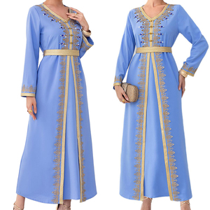 Ropa islámica <span class=keywords><strong>boda</strong></span> Eid Ramadan Abaya para mujer encaje Floral étnico <span class=keywords><strong>marroquí</strong></span> vestido musulmán Dubai atuendo - Product Image 5
