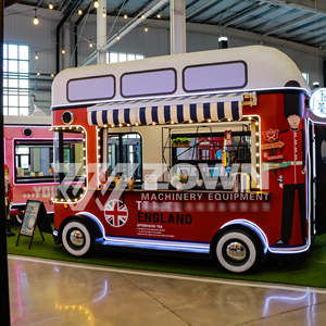 Carrito de Comida Móvil Eléctrico de Dos Pisos Rojo con Diseño de Bandera Británica, Estilo Camión de Comida, con Luces LED, para Café y Té - Product Image 1