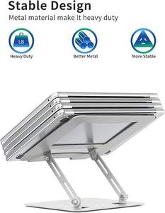 <b>Tablet</b> <b>Stand</b>, Metal Sturdy Support & Height Adjustable, Hollow Design for Heat Dissipation With Non-Slip Rubber Pads - Product Image 3