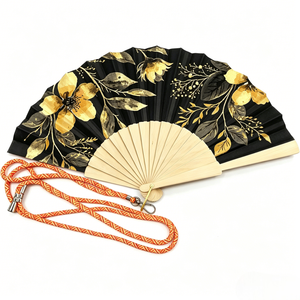 Ventaglio Pieghevole in Legno Personalizzato BSBH, 23cm, Stile Africano, con Stampa Decorativa e Cordino da Trasporto - Product Image 4