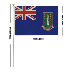 Mini Bandera de mano de alta calidad al por mayor bandera ondeando a mano de las <span class=keywords><strong>Islas</strong></span> Vírgenes Británicas con poste de madera - Product Image 3