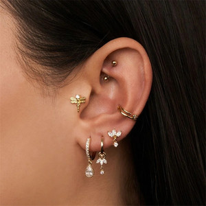 CANNER Marquise Cut Horse Eye 5A Cubic Zirconia Charm 18k Gold Plated 925 <b>Sterling</b> <b>Silver</b> <b>Hoop</b> Earrings Women Girls - Product Image 4