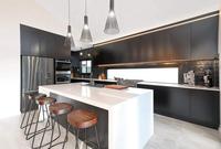 Meuble de cuisine plat style INS populaire 2026 avec portes en MDF et évier pour appartement