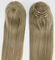 Prothèse capillaire en cheveux humains vierges européens, tissée à la main pour la dentelle, pour femmes, couleur balayage blond cendré, densité 150%