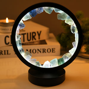 โคมไฟฟลูออไรต์แอเมทิสต์คริสตัลดิบไฟ LED สำหรับกลางคืนสำหรับห้องนอน - Product Image 1