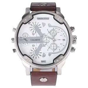 Jam tangan pria merk CAGARNY jam tangan kuarsa jam tangan olahraga pergerakan ganda jam tangan kasual pria Relogio jam tangan pria Relojes