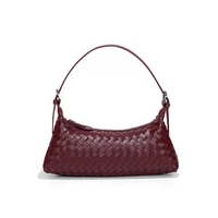 Sac à main hobo en cuir PU tissé bordeaux imperméable pour femme, nouvelle collection été-hiver, tendance