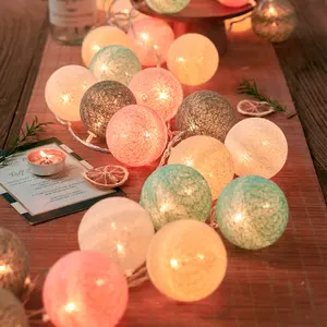 Valentine's Day 3M/10FT 20 LED Cotton Ball Lights Cotton Ball String USB or Battery Powered 4CM Cotton Ball Fairy Lights