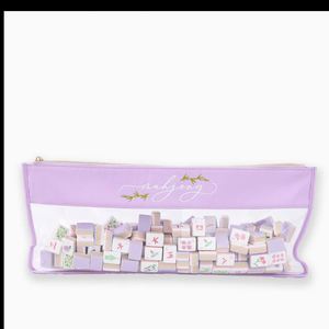 Pochette personnalisée légère et résistante à l'eau en PVC brodée pour tuiles de mahjong avec fermeture éclair, cadeau, logo DIY - Product Image 1