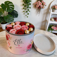Cajas de Embalaje Redondas Modernas de Cartón Reciclable al por Mayor para Flores con Tapa, Embalaje Personalizable con Laminación Mate