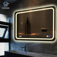 Miroir Mural LED Bluetooth avec Éclairage Avant et Arrière, Commande Tactile, Affichage de l'Heure, Anti-Buée pour Coiffeuse, Hôtel, Salle de Poudre, Vente en Gros