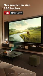 Con micrófono <span class=keywords><strong>Full</strong></span> <span class=keywords><strong>HD</strong></span> Sonido estéreo Cine en casa portátil para karaoke y ver películas K6 KTV Proyector - Product Image 2