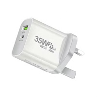 PD 35W double USB tête de charge rapide nitrure de gallium EU/US/UK/AU adaptateur d'alimentation Standard pour téléphones mobiles 20W puissance de sortie