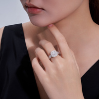 S925 Sterling Silber Moissanit-Ring 1ct Doppel-Quadrat-Halo Geteilter Schaft Pavé-Band für Damen