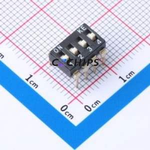 2.54-4P CJGT DIP Switch Through hole Component (THT) Switch Flat Toggle, Raised Type Single Pole Single Throw 4 PC Pin - Product Image 1