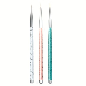 Juego de 3 pinceles de acrílico para decoración de uñas, pincel delgado para pintar líneas, para limpieza y diseño de uñas - Product Image 1