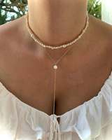 Bijoux d'hiver Collier de perles naturelles Collier de perles réelles minimales Collier en Y Cadeaux pour mariées et demoiselles d'honneur Ensemble de bijoux de mariage