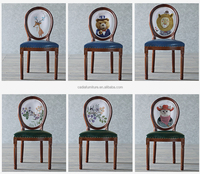 Chaise en tissu de couleur antique, bois de caoutchouc massif, meubles de salle à manger, chaises de salle à manger, design vintage, chaises de salle à manger en bois