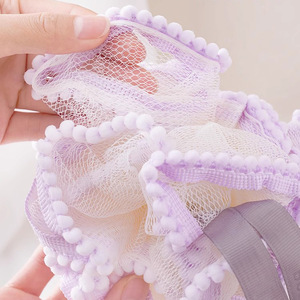 New large-sized pom-pom <b>bath</b> ball, soft and non-fraying with lace <b>trim</b>, foaming net, <b>bath</b> towel, wholesale. - Product Image 4