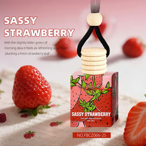 Ambientador colgante para coche con aroma a fresa, botella de vidrio de 8ml, difusor de aceite esencial para coche, accesorio de aromaterapia líquida con cuerda - Product Image 6