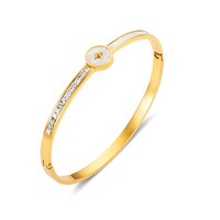 Bracelet minimaliste en nacre, hypoallergénique, en acier titane, avec zircon carré pavé, micro-incrustation électroplaquée, pour femme
