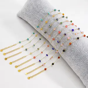 Бохо ювелирные изделия из нержавеющей стали 18K позолоченные женские чокер из натурального камня бусины ожерелье и браслет
