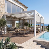 Pérgola Exterior de Aluminio Ajustable Personalizada, Sistema de Techo de Alta Calidad para Patio con Puerta de Vidrio