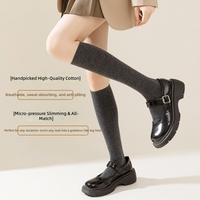 Chaussettes hautes pour femmes, légèrement compressives, amincissantes, antidérapantes, absorbant la transpiration, couleur unie, pour usage quotidien