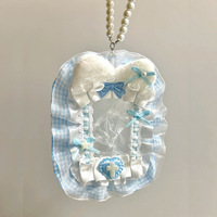 Porte-cartes photo Kpop en peluche avec nœud en ruban, perles et dentelle, style gothique Lolita, pour photocard anime, cadre photo, album photo, porte-clés