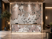 Dalle de quartzite rose Patagonia polie pour comptoir de salle de bain, bar incurvé, niche de douche, plateau de coiffeuse, étagère en pierre