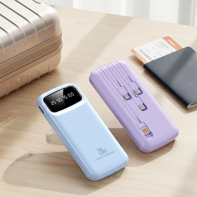 High Capacity Power Banks 10000mAh Fast Charging 22.5W PD 20W Build in 4 Cables Power Bank With LED Display for Telephone
